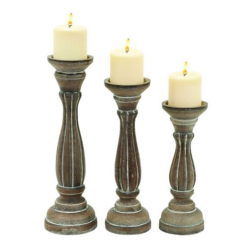 Rustic Distressed Wood Candle Holder 3piece Set