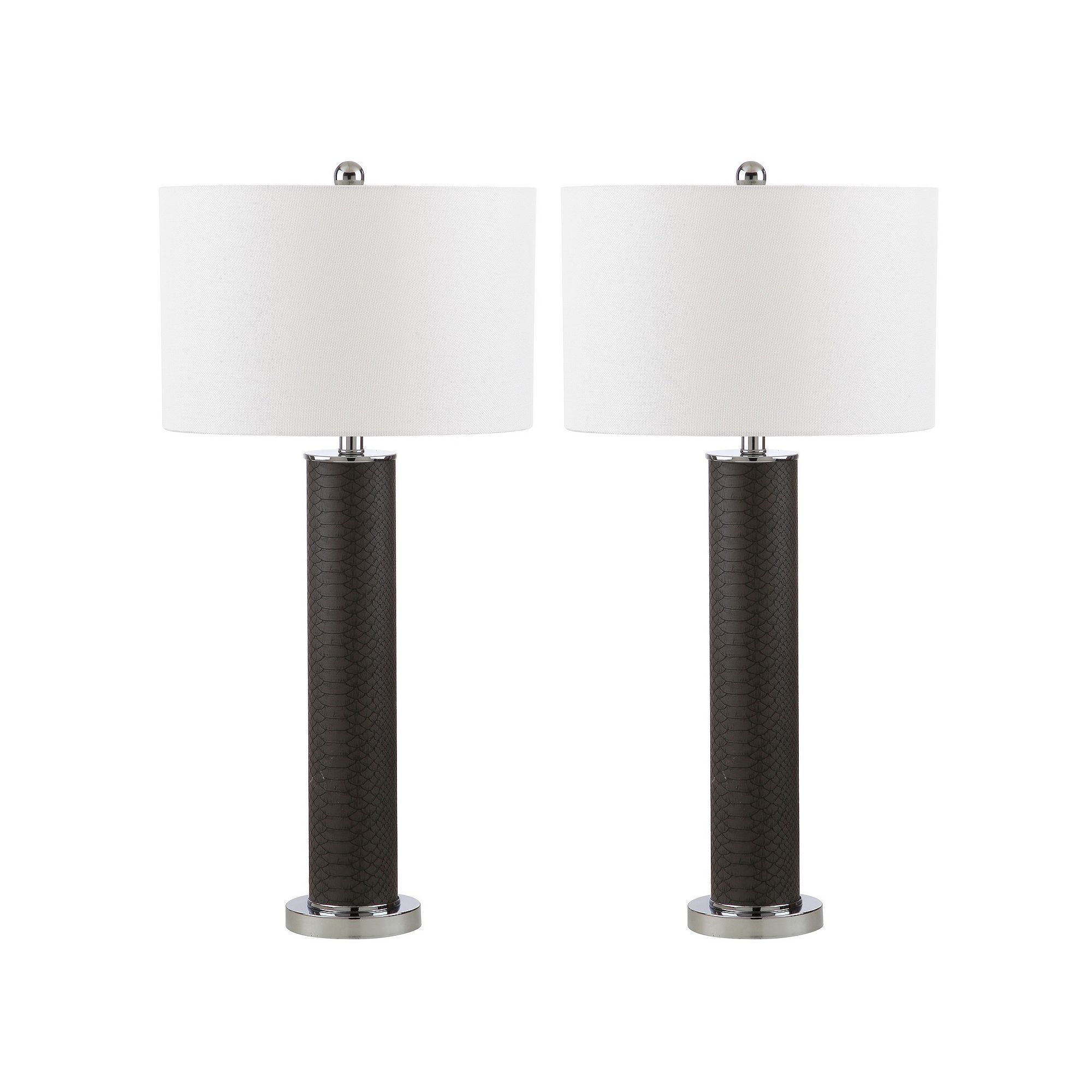 Safavieh Ollie Faux Snakeskin Table Lamp 2-piece Set, Gray