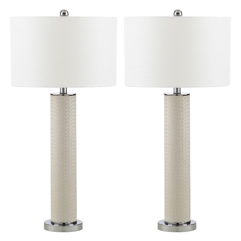 Safavieh Ollie Faux Leather Table Lamp 2-piece Set, White