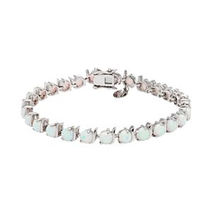 Sterling Silver Lab-Created White Opal Tennis Bracelet