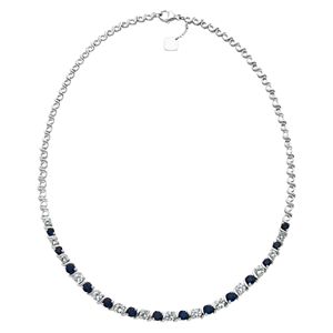 Sterling Silver Lab-Created Blue & White Sapphire Necklace