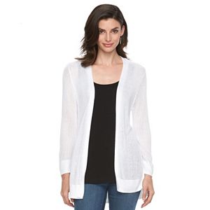 Women's Croft & Barrow® Pointelle Open-Front Cardigan