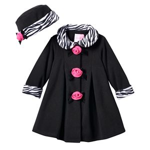 Toddler Girl Sophie Rose Rosette Fleece Coat & Hat Set