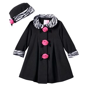 Baby Girl Sophie Rose Rosette Fleece Coat & Hat Set