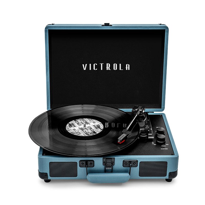 Victrola - Journey Bluetooth Suitcase Record Player with 3-speed Turntable - Smoke Blue