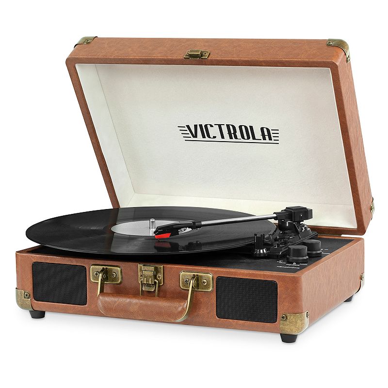 Victrola Journey Bluetooth Portable Suitcase Record Player with 3-speed Turntable & Built-in Speakers | Brown