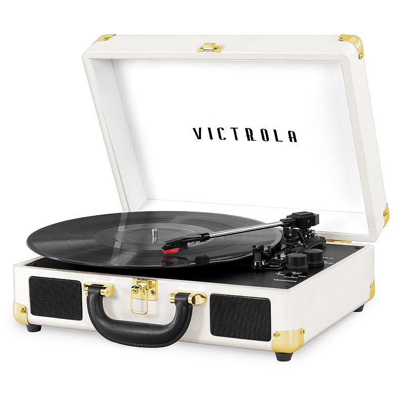 Victrola Journey Bluetooth Suitcase Record Player with 3-speed Turntable - White