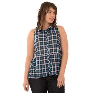 Juniors' Plus Size Wallflower Plaid Babydoll Tunic