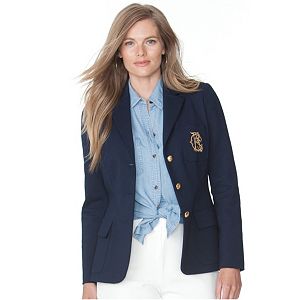 Plus Size Chaps Crest Button-Down Blazer