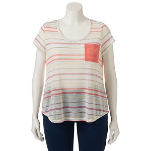 Juniors' Plus Size Wallflower Contrast Pocket Hatchi Graphic Tee
