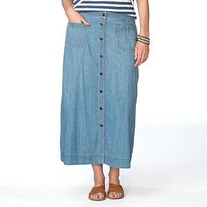 Plus Size Chaps Button-Front Jean Skirt