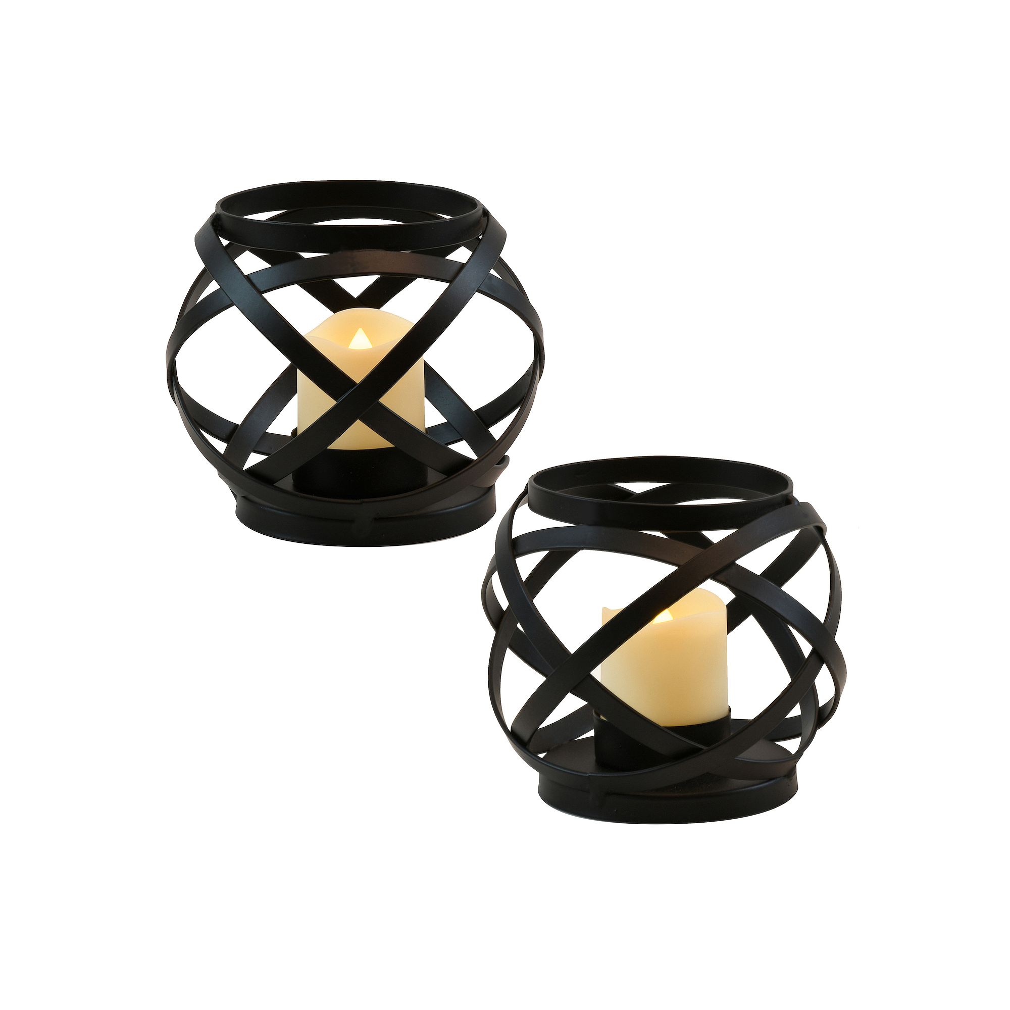 Metal LED Lantern Table Decor 2-piece Set, Brown