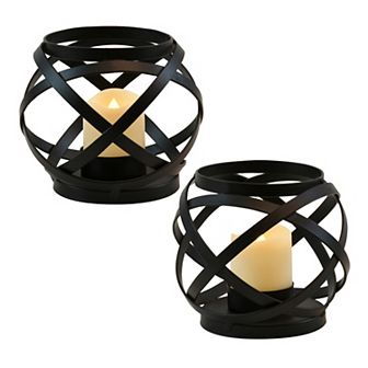LumaBase Metal LED Lantern Table Decor 2 pc Set