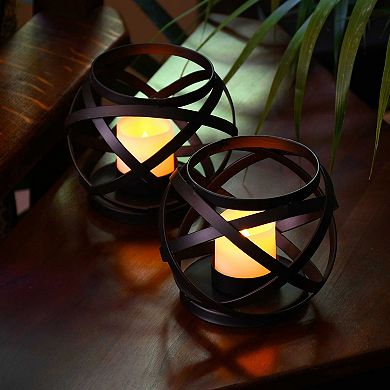 Metal LED Lantern Table Decor 2-piece Set