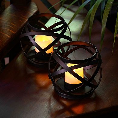LumaBase Metal LED Lantern Table Decor 2-piece Set