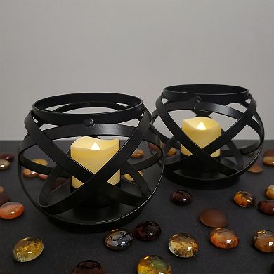 LumaBase Metal LED Lantern Table Decor 2-piece Set