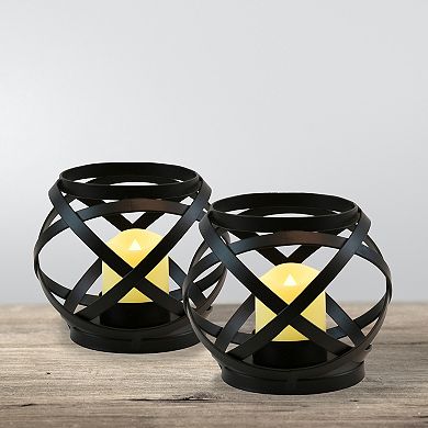LumaBase Metal LED Lantern Table Decor 2-piece Set