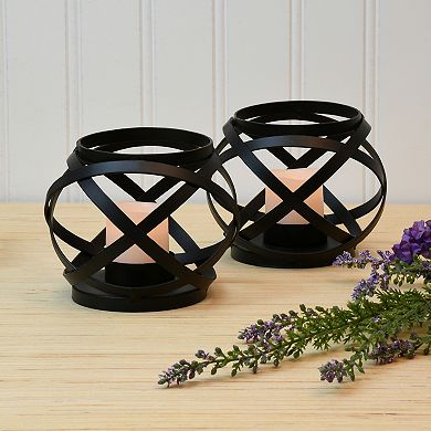 LumaBase Metal LED Lantern Table Decor 2-piece Set