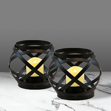 LumaBase Metal LED Lantern Table Decor 2-piece Set