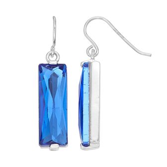 Athra NJ Inc Sterling Silver Crystal Rectangle Drop Earrings