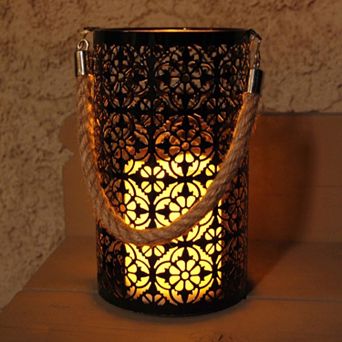 LumaBase Motif Metal LED Candle Lantern