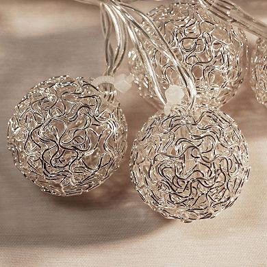 Battery Operated String Lights with 20 Distressed Silver Balls