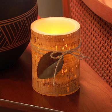 LumaBase Cork & Leaf Flameless Timer Candle 2-piece Set
