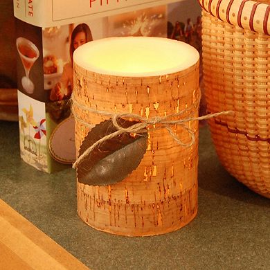 LumaBase Cork & Leaf Flameless Timer Candle 2-piece Set