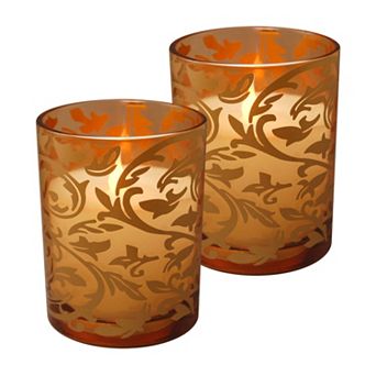 LumaBase Flameless Jacquard Timer Candle 2 pc Set
