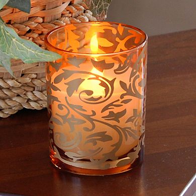LumaBase Flameless Jacquard Timer Candle 2-piece Set