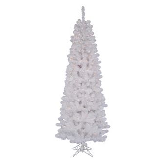 Vickerman 7.5-ft. Warm White Pre-Lit White Salem Pencil Pine Artificial Christmas Tree