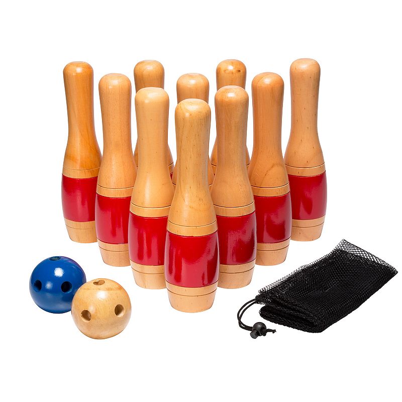 Hey! Play! 11-in. Wooden Lawn Bowling Set, Red