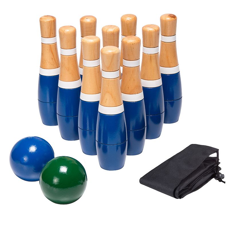 Hey! Play! 8-in. Wooden Lawn Bowling Set, Blue
