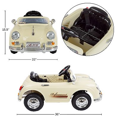 Lil Rider White 58 Speedy Sportster Classic Car Ride-On with Remote