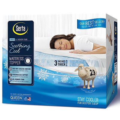 Serta 3-inch Soothing Cool sold Gel Memory Foam Mattress Queen