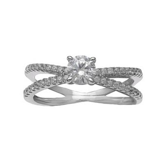 PRIMROSE Sterling Silver Cubic Zirconia Split Shank Ring