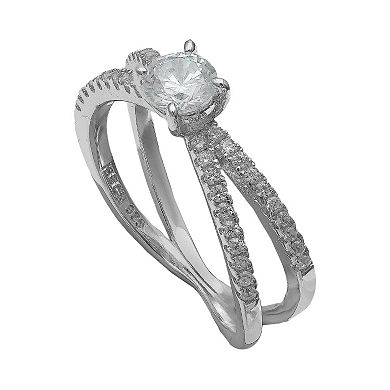 PRIMROSE Sterling Silver Cubic Zirconia Split Shank Ring