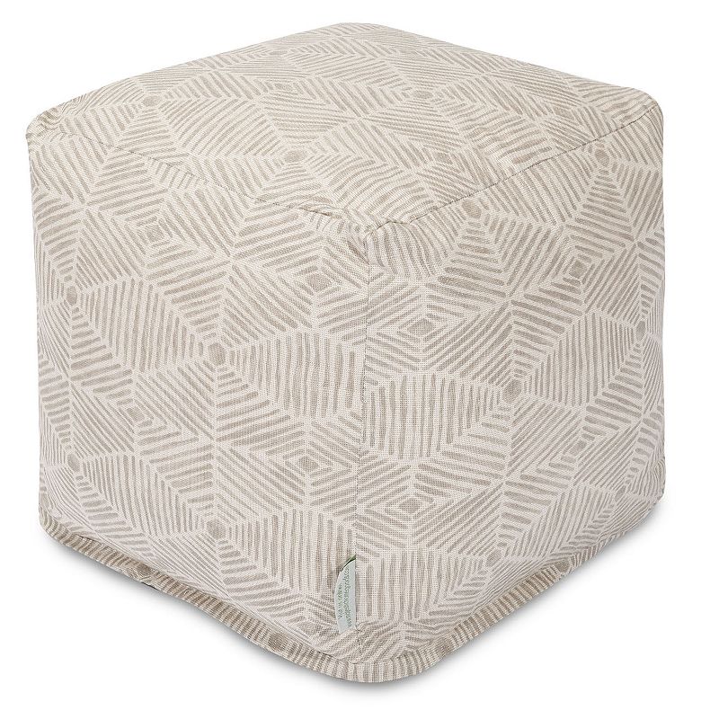 Majestic Home Goods Charlie Cube Pouf Ottoman, Beig/Green