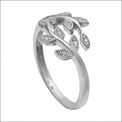 PRIMROSE Sterling Silver Cubic Zirconia Pave Vine Bypass Ring