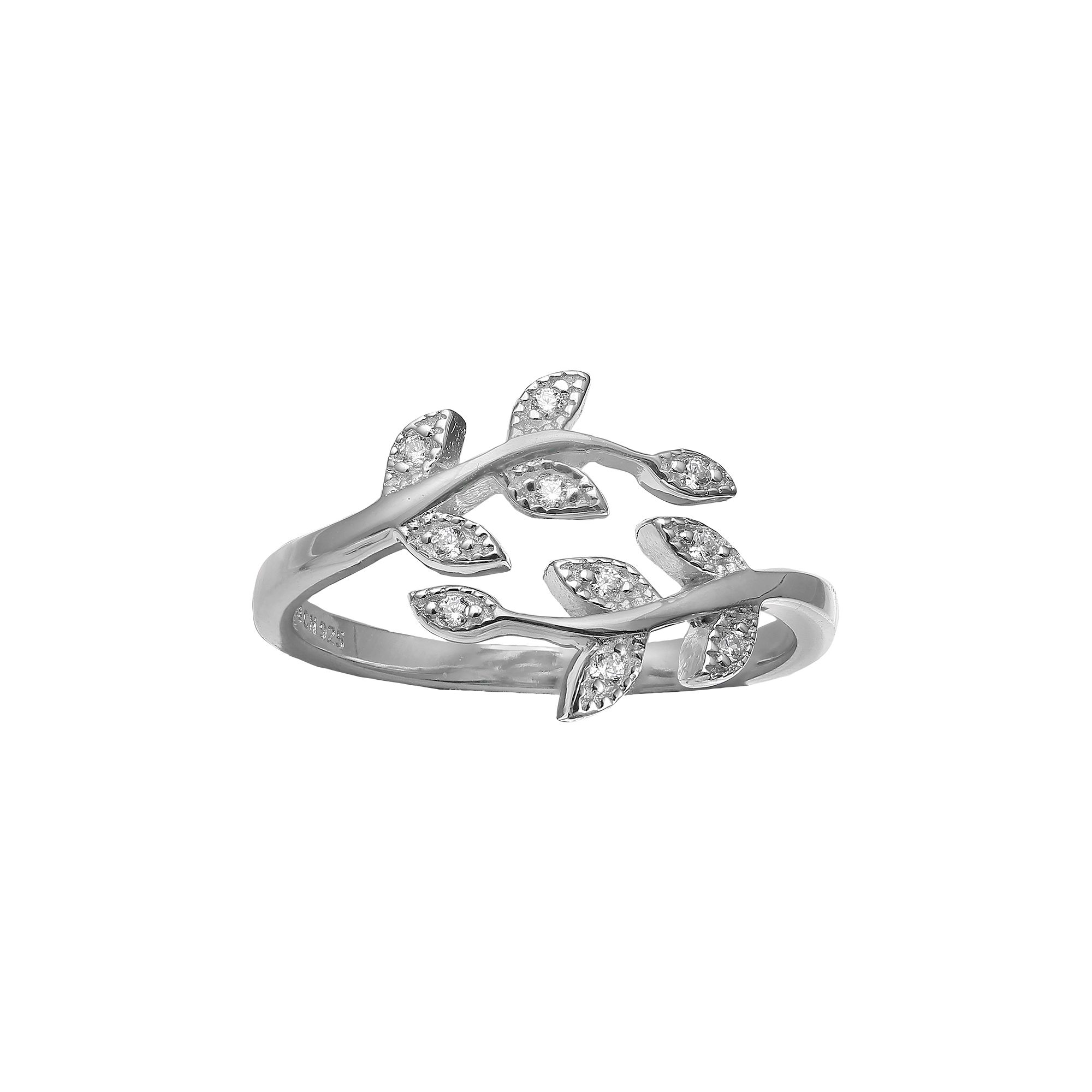 PRIMROSE Sterling Silver Cubic Zirconia Pave Vine Bypass Ring, Womens, Siz