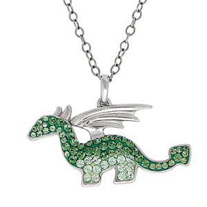 Artistique Sterling Silver Crystal Dragon Pendant Necklace