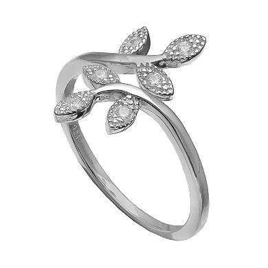 PRIMROSE Sterling Silver Cubic Zirconia Vine Bypass Ring