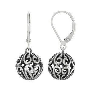 Sterling Silver Filigree Ball Drop Earrings