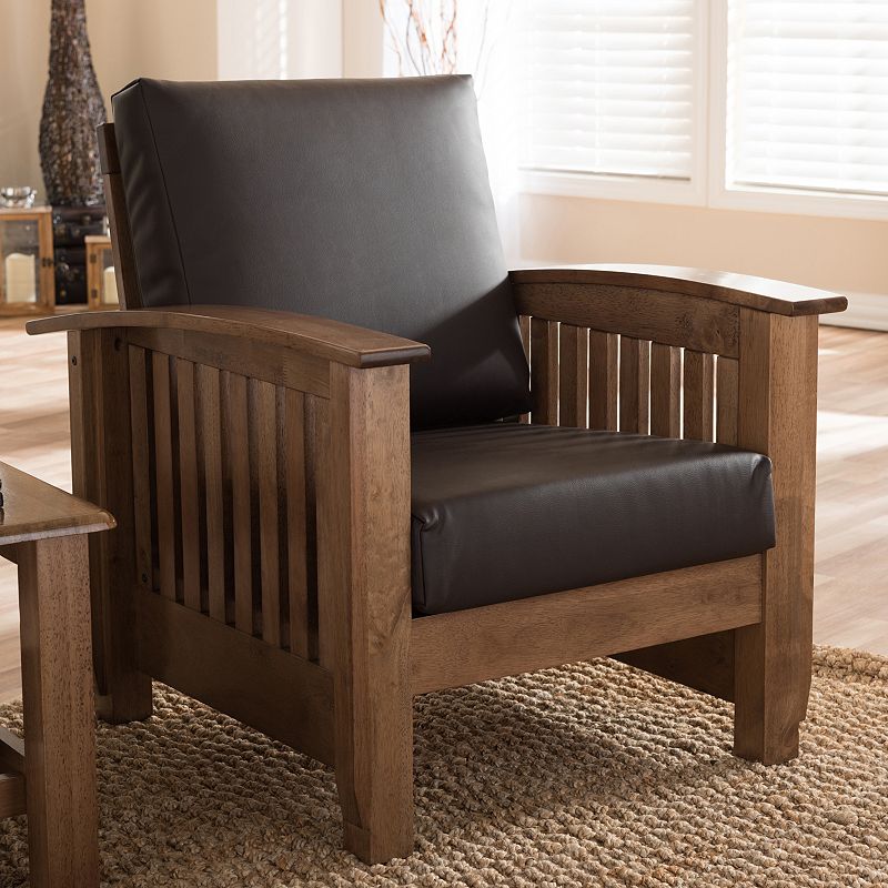 34022359 Baxton Studio Charlotte Faux-Leather Lounge Chair, sku 34022359