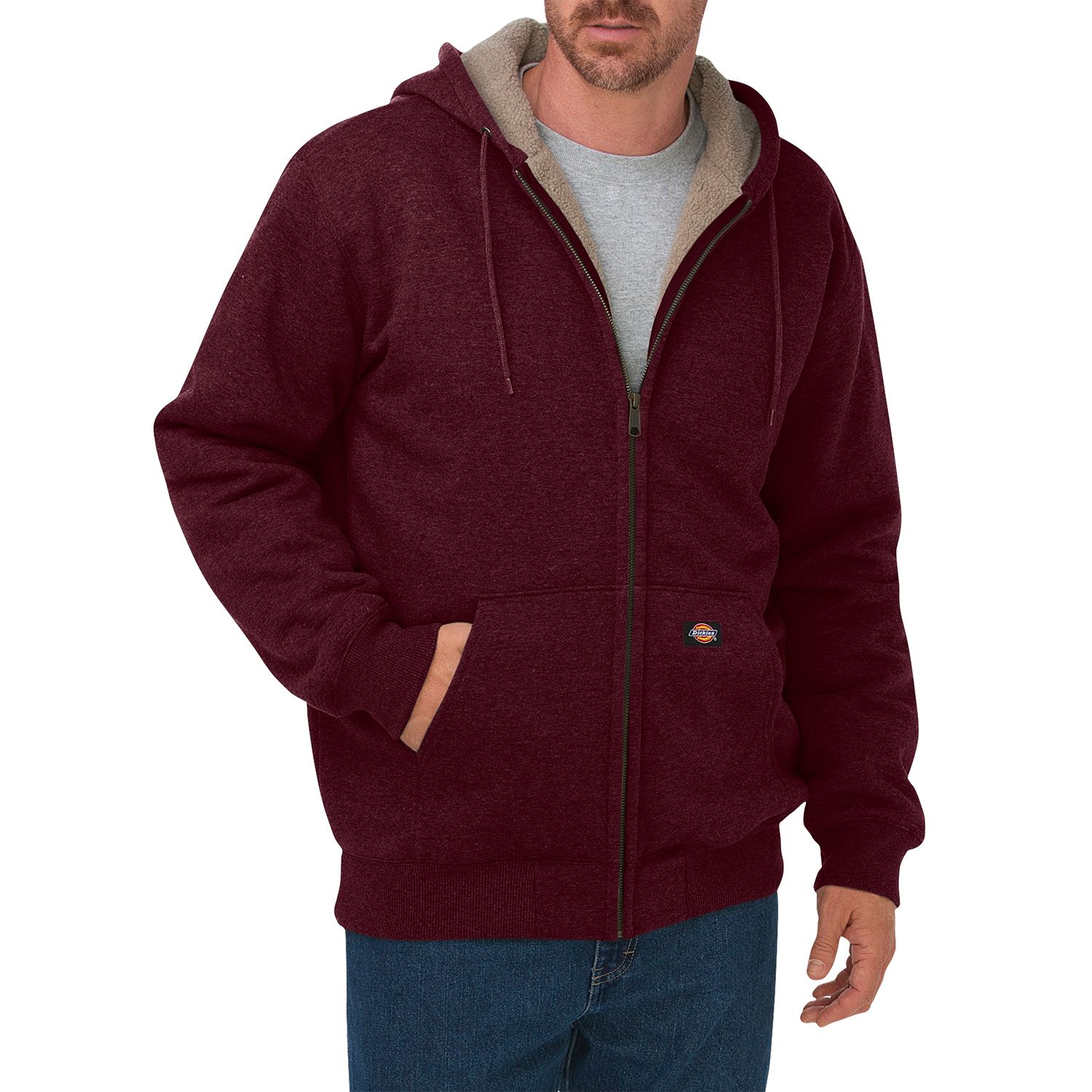 dickies men's fleece pullover with flannel lined hoodie