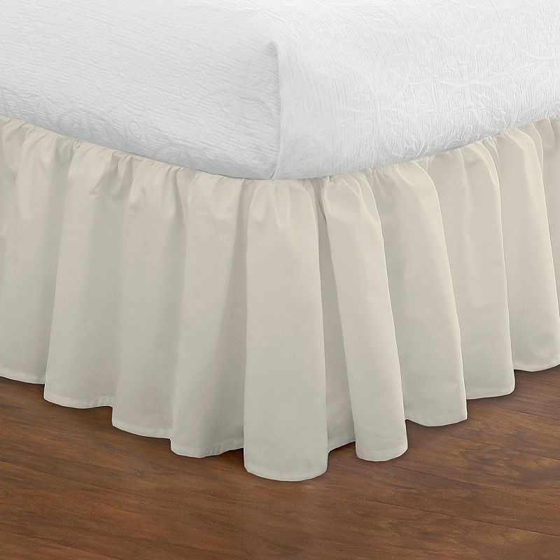 Ruffled Poplin Bed Skirt, White, King