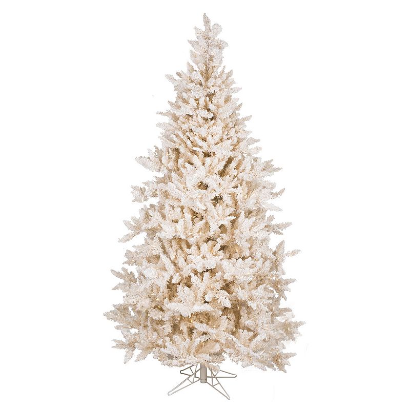 Vickerman 7.5-ft. Pre-Lit Flocked Vintage Fir Artificial Christmas Tree, Wh