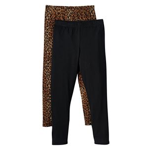 Girls 4-6x Freestyle Revolution 2-pk. Full-Length Solid & Animal Print Stretch Leggings
