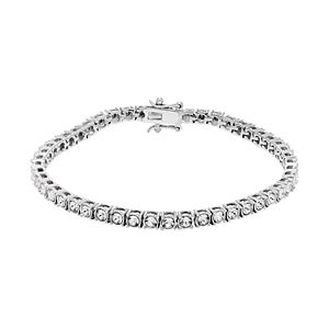 Diamond Essence Sterling Silver Crystal Tennis Bracelet