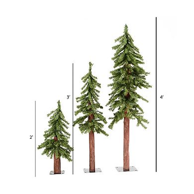 Vickerman Natural Alpine Artificial Christmas Tree 3-piece Set